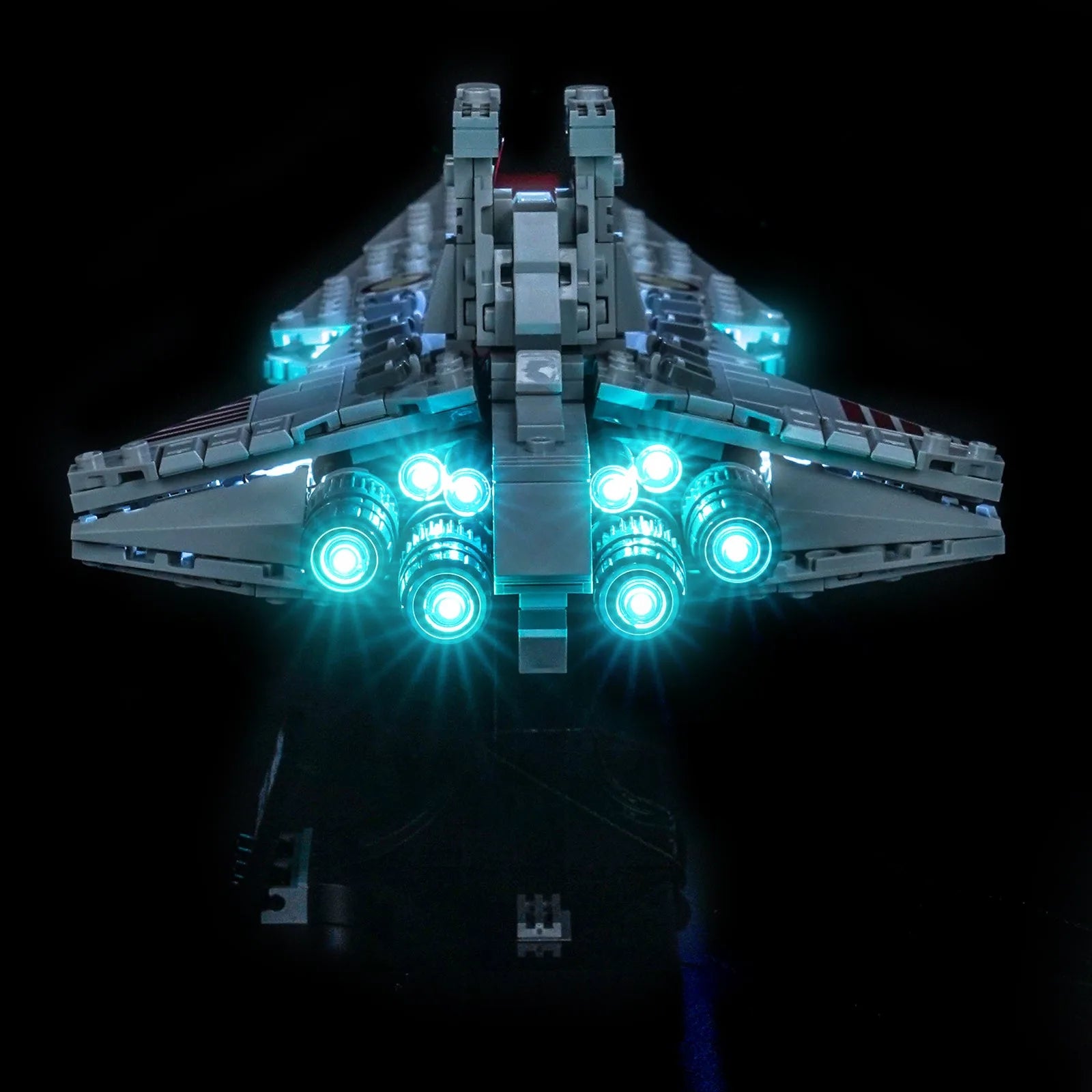 LEGO® Star Wars Venator-Class Attack Cruiser #75441 — display lighting in a dark room (RGB LED light kit)