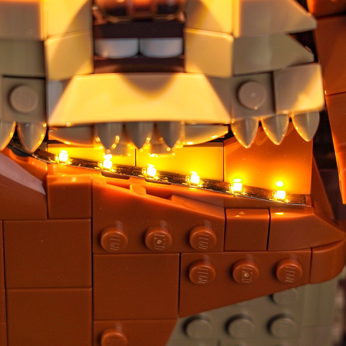 LEGO® Star Wars Wicket the Ewok #75430 brightened interior detail, with the DIY LED light kit