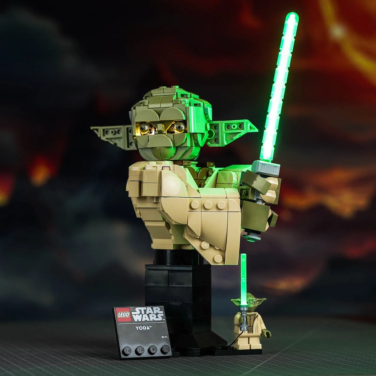 LEGO® Star Wars Yoda Bust #75438 — night-mode display glow (DIY LED light kit)