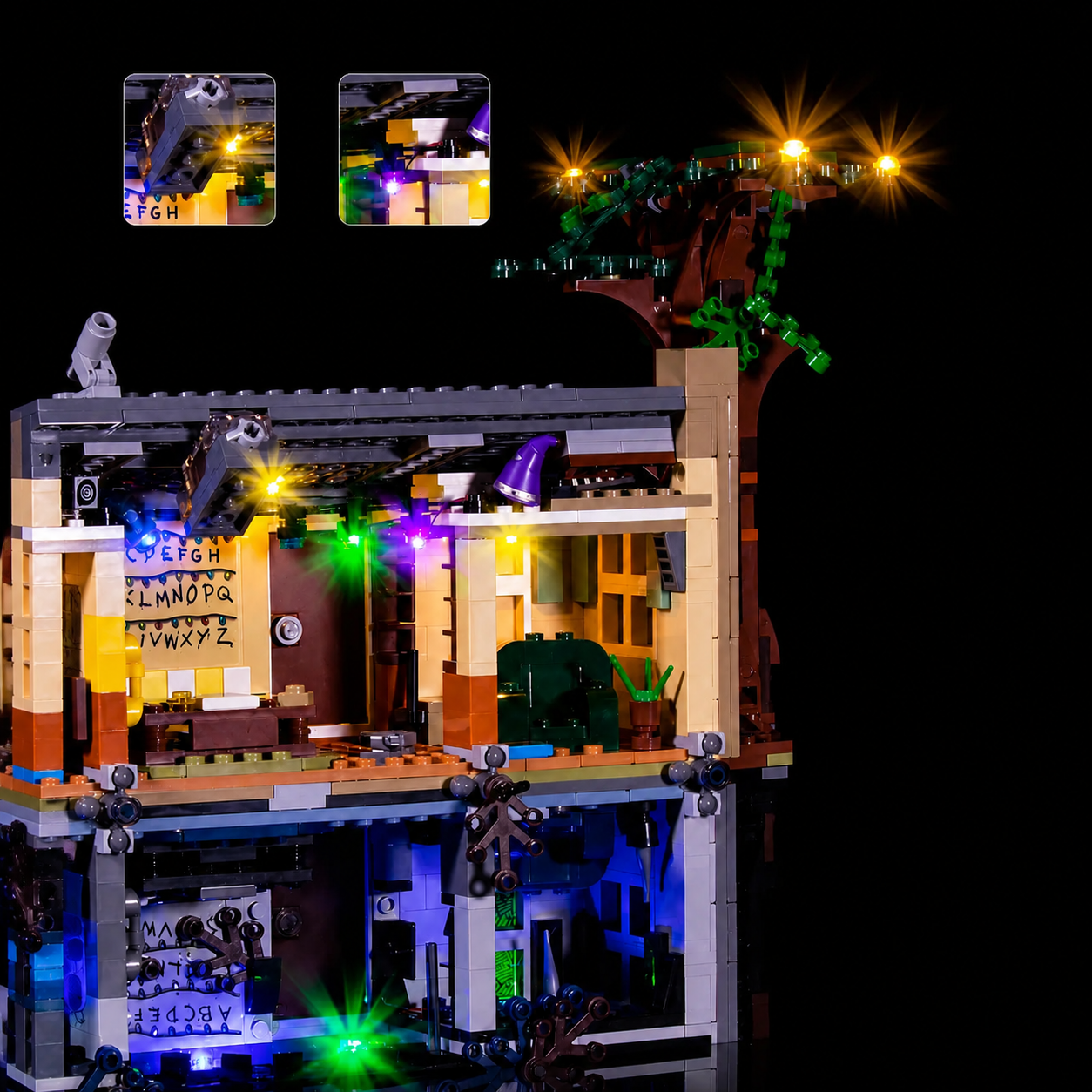 illuminated at night: Bright My Bricks LED light kit for LEGO® Stranger Things The Dow Upside n #75810
