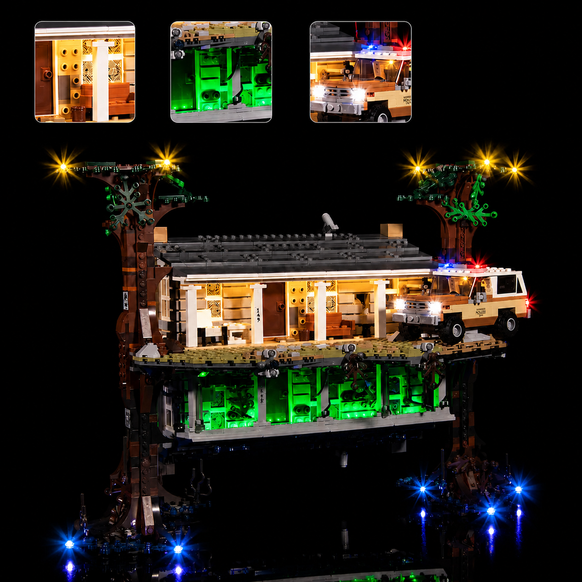 lighting effect on the build: Bright My Bricks light kit for LEGO® Stranger Things The Dow Upside n #75810