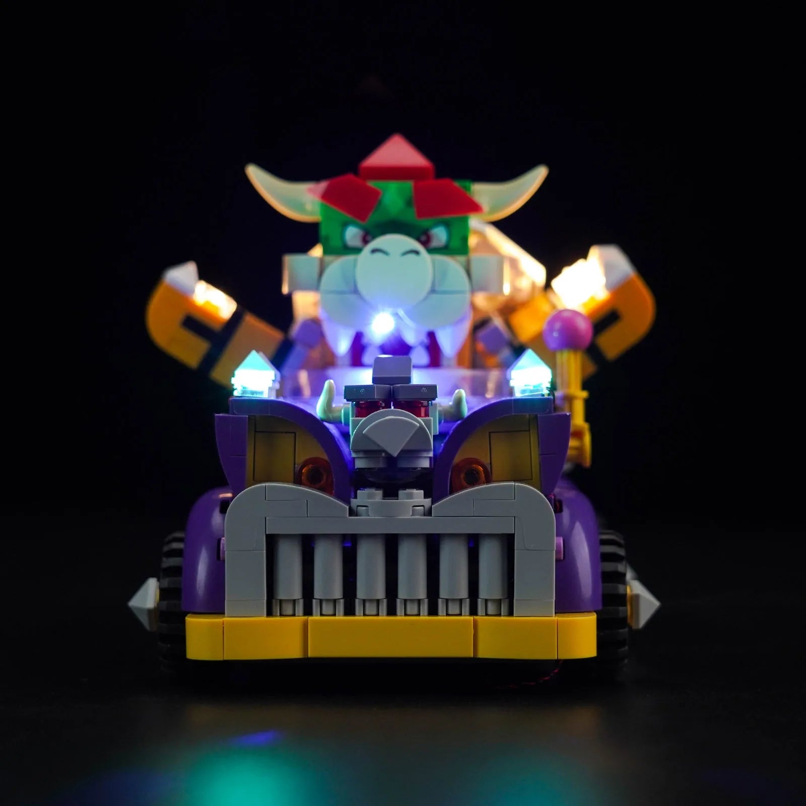 custom LED lighting for LEGO® Super Mario Bowser's Muscle Car Expansion Set #71431, warm LED glow detail