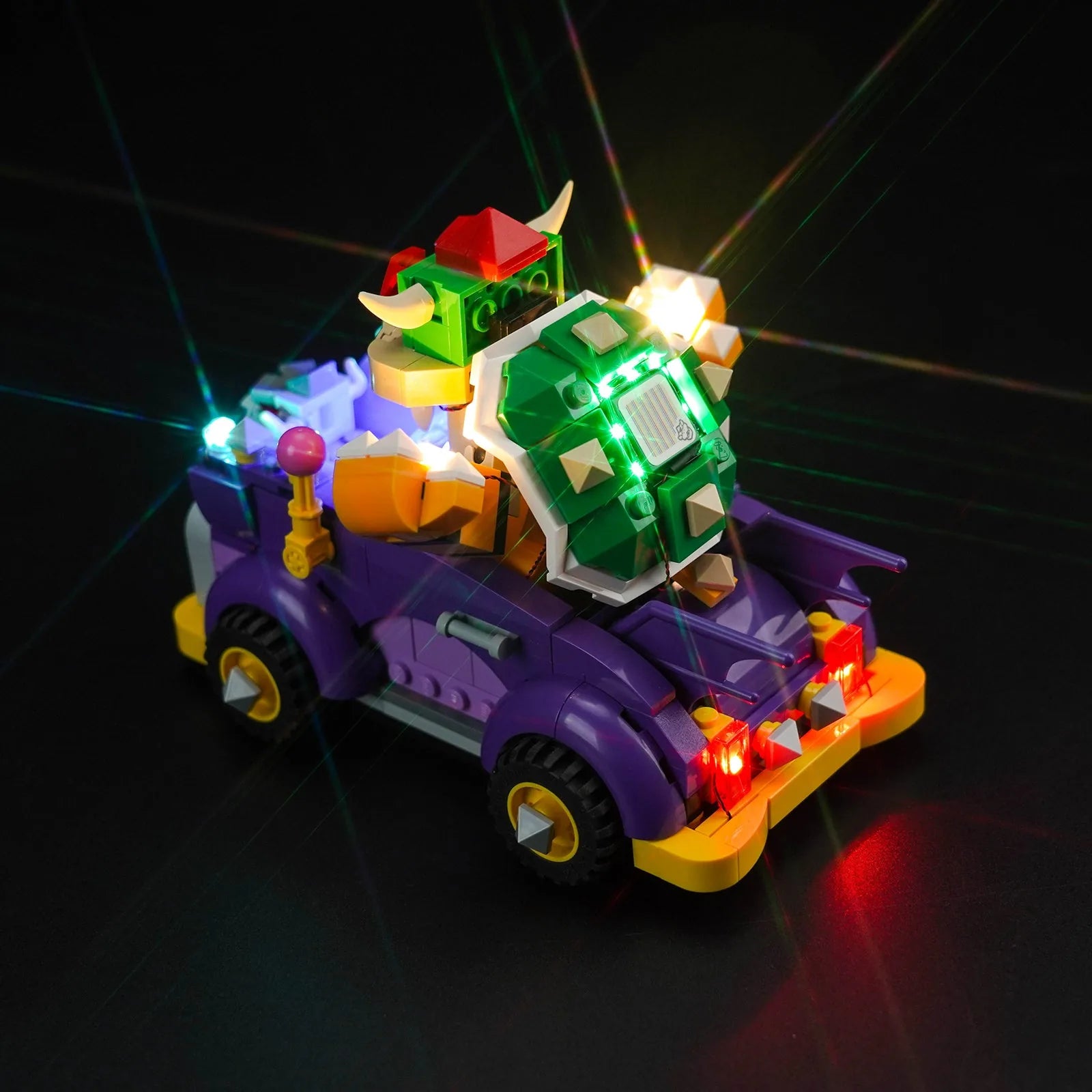 LEGO® Super Mario Bowser's Muscle Car Expansion Set #71431 LED strips and bricks detail, with the light kit