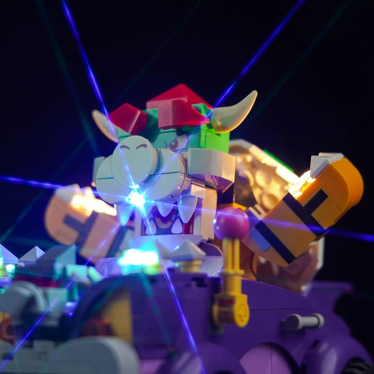 premium LED light kit for LEGO® Super Mario Bowser's Muscle Car Expansion Set #71431, display lighting in a dark room