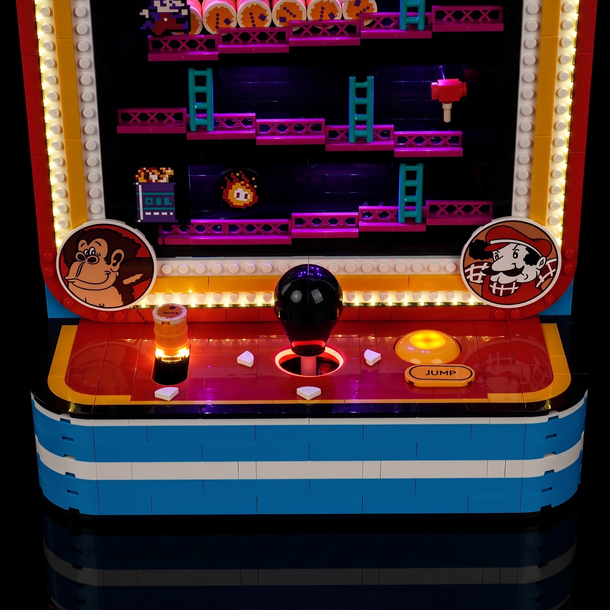 LED lights for LEGO® Super Mario Donkey Kong Arcade #72051, brightened interior detail