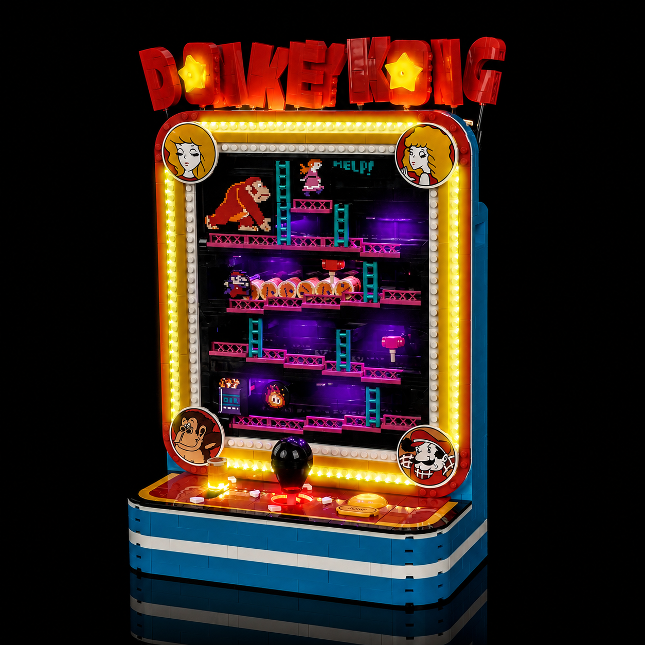 light kit for LEGO® Super Mario Donkey Kong Arcade #72051, showcase lighting view