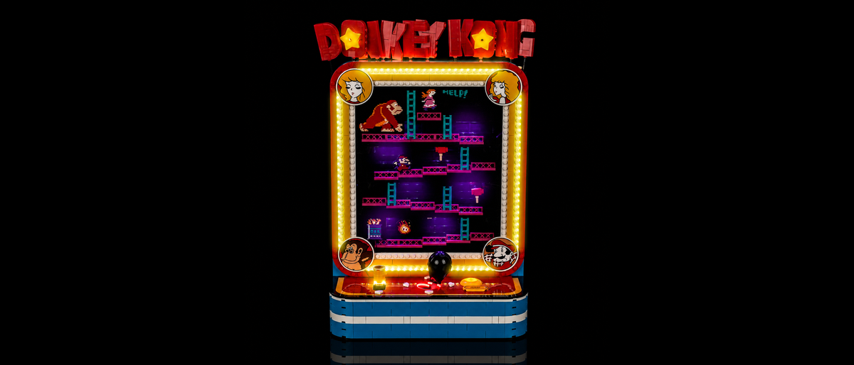 Light Kit for LEGO® Super Mario Donkey Kong™ Arcade #72051 — lit with the LED light kit