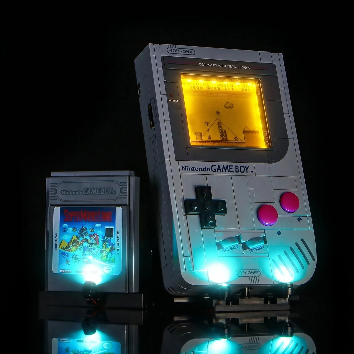 LED strips and bricks detail: Bright My Bricks LED lights for LEGO® Super Mario Game Boy #72046