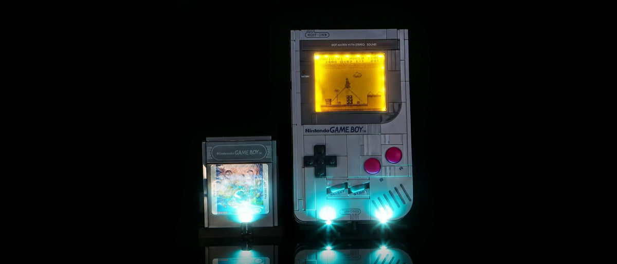 Light Kit for LEGO® Super Mario Game Boy™ #72046 — lit with the LED light kit