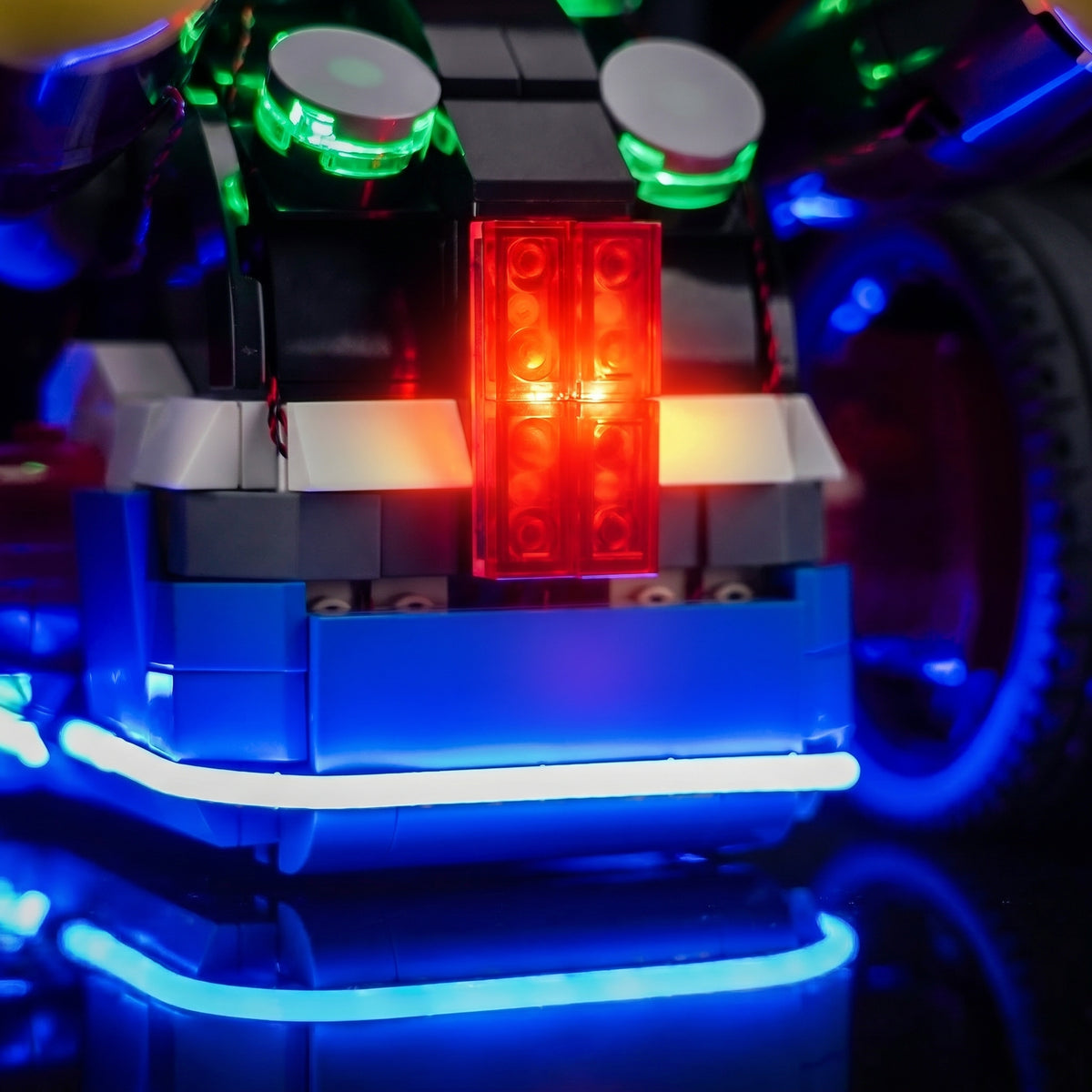 front view fully lit: Bright My Bricks LED lighting kit for LEGO® Super Mario Mario Kart #72037
