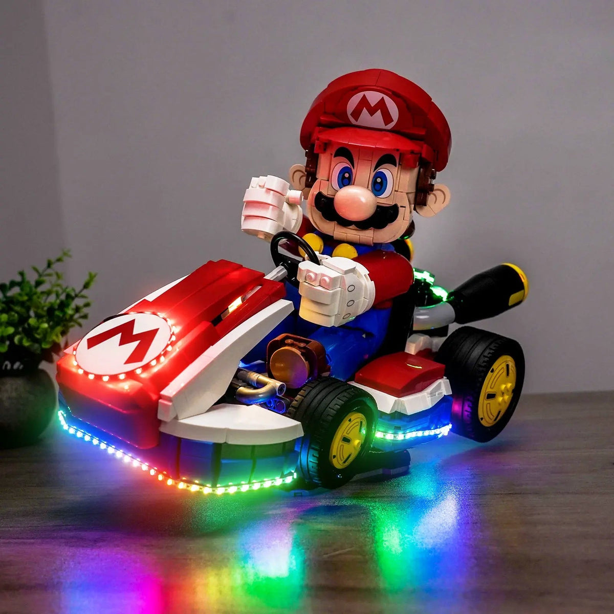 LEGO® Super Mario Mario Kart #72037 — LED strips and bricks detail (LED lights)