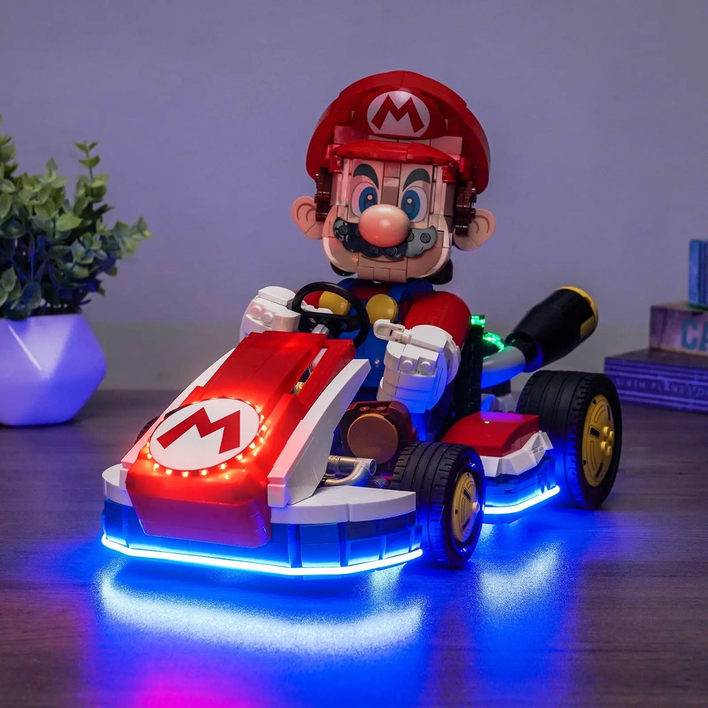 LEGO® Super Mario Mario Kart #72037 — display lighting in a dark room (DIY LED light kit)