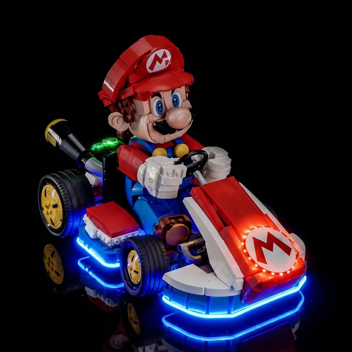 LEGO® Super Mario Mario Kart #72037 — showcase lighting view (DIY LED light kit)