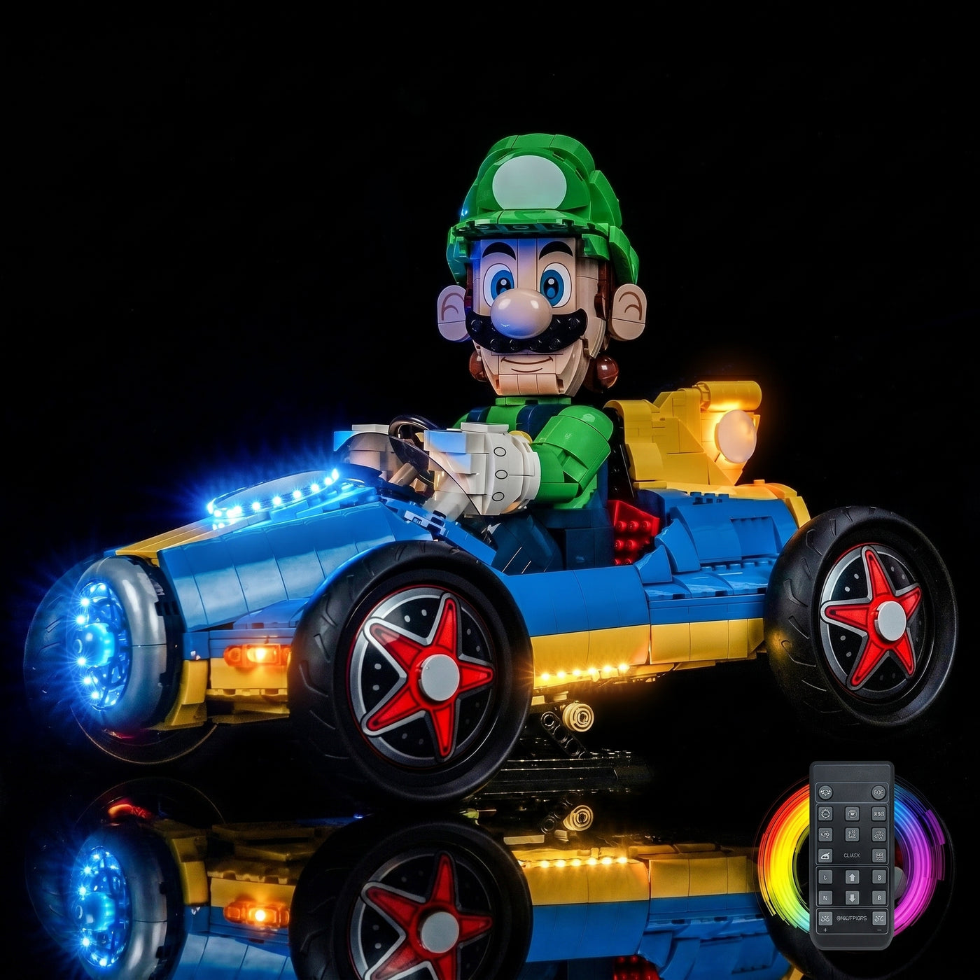 Bright My Bricks display light kit for LEGO® Super Mario Mario Kart Luigi & Mach 8 #72050 — LED kit powered on