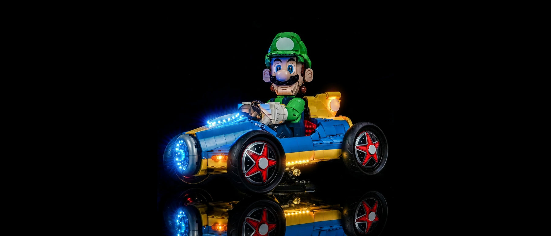 LED-Beleuchtungsset für LEGO® Mario Kart™: Luigi & Turboflitzer #72050 — lit with the LED light kit