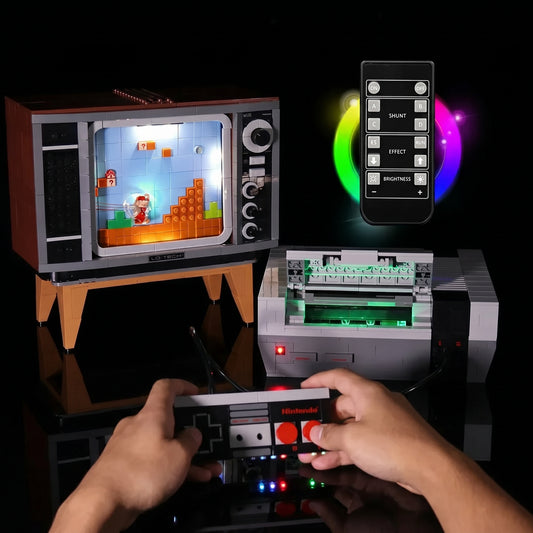 LED lighting kit for LEGO® Super Mario Nintendo Entertainment System #71374, warm LED glow detail