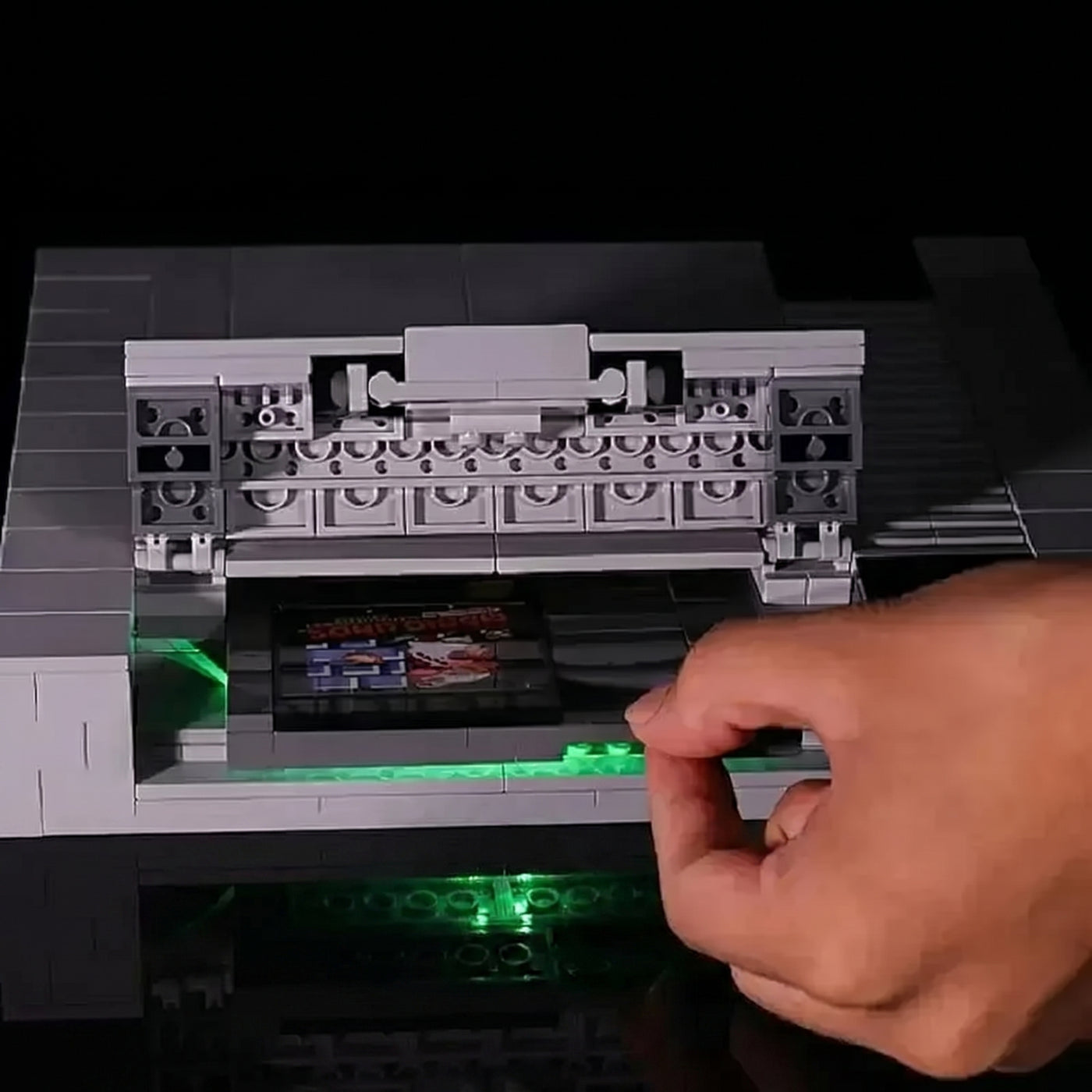 illuminated at night: Bright My Bricks USB-powered LED light kit for LEGO® Super Mario Nintendo Entertainment System #71374