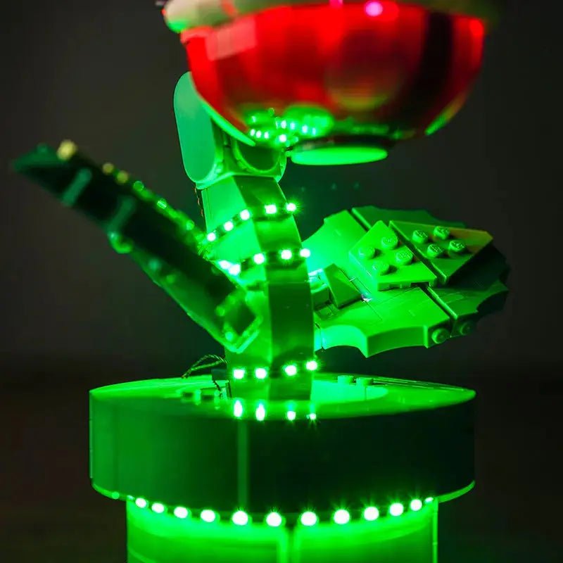 LEGO® Super Mario Piranha Plant #71426 display lighting in a dark room, with the light kit