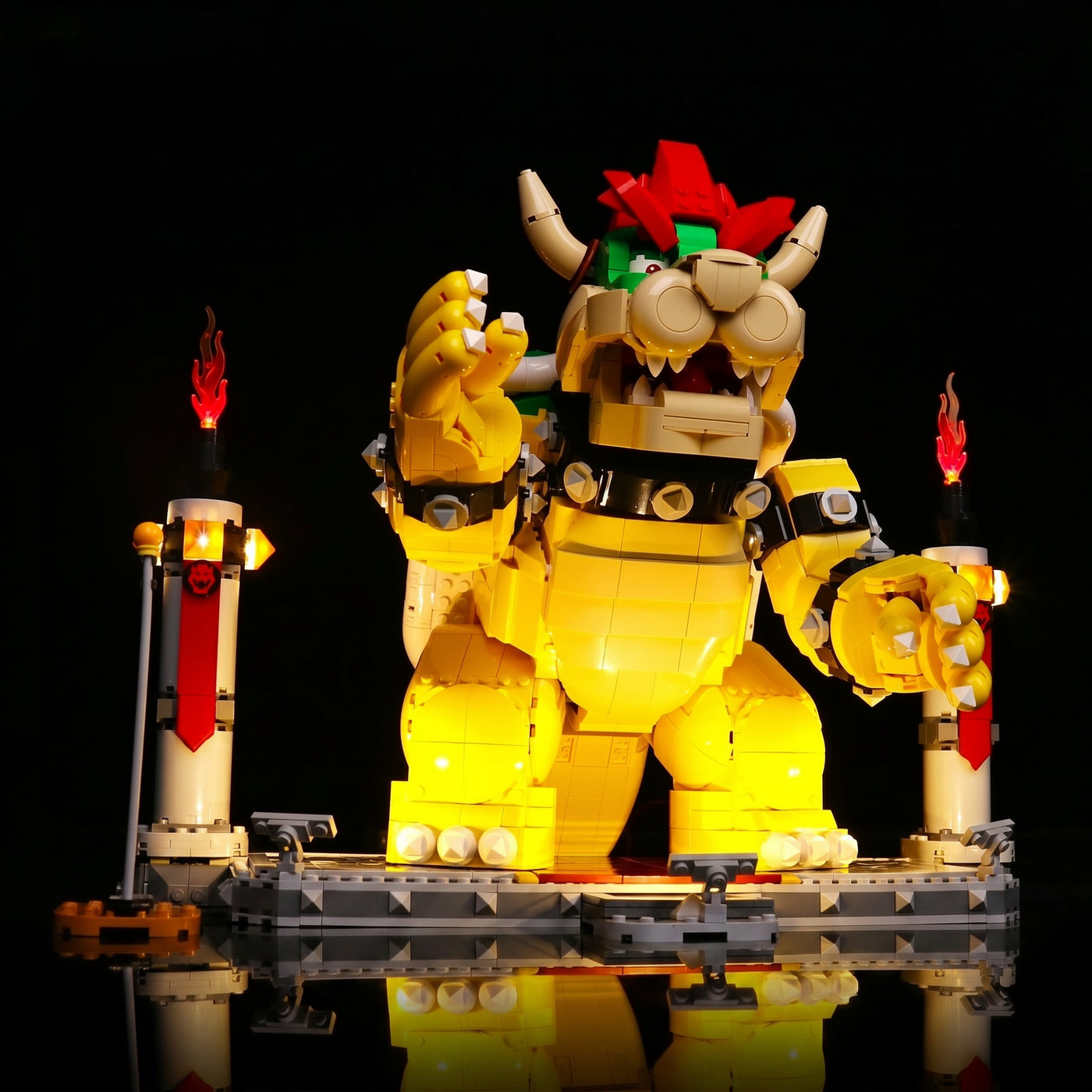 LEGO® Super Mario The Mighty Bowser #71411 — LED kit powered on (USB-powered LED light kit)