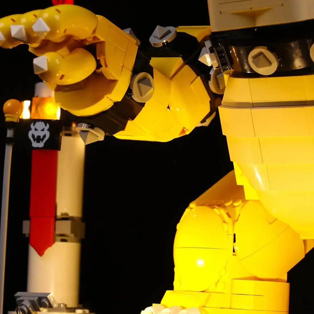 installed and glowing: Bright My Bricks premium LED light kit for LEGO® Super Mario The Mighty Bowser #71411