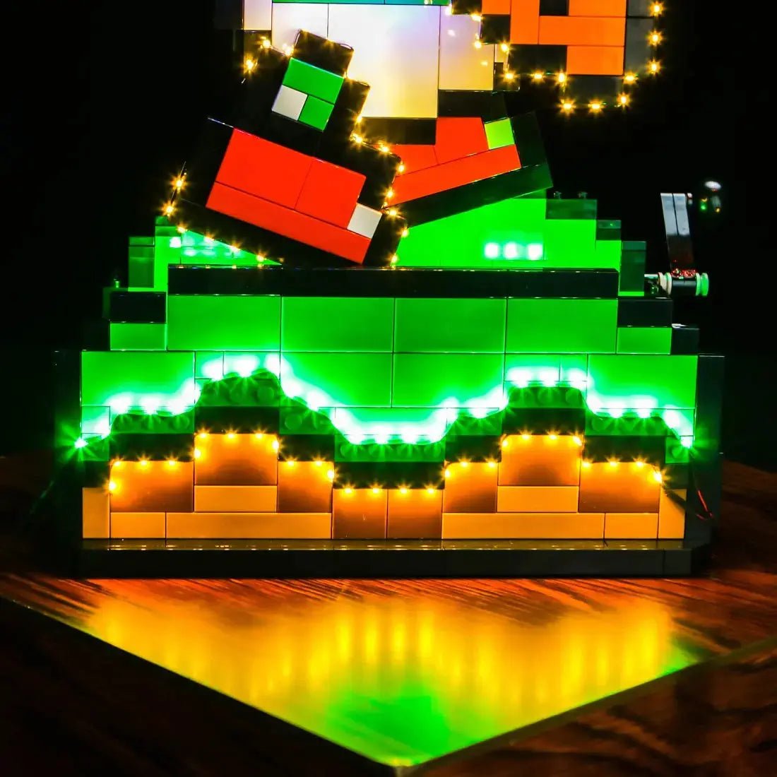 LED strips and bricks detail: Bright My Bricks light kit for LEGO® Super Mario World: Mario & Yoshi #71438