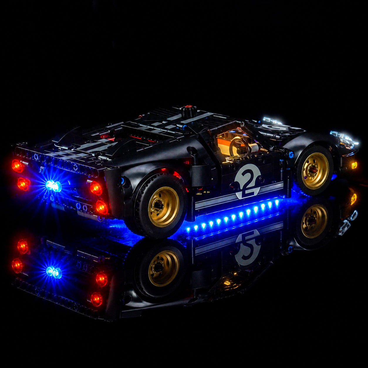 showcase lighting view: Bright My Bricks LED lights for LEGO® Technic 1966 Ford GT40 MKII Race Car #42223