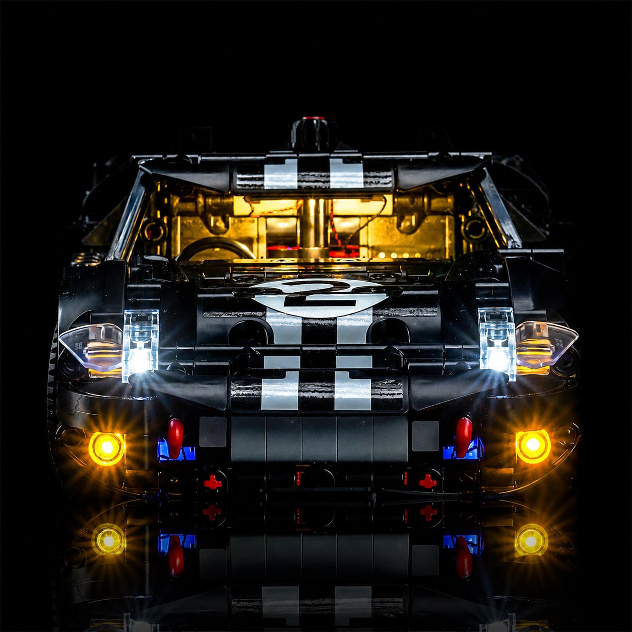 brightened interior detail: Bright My Bricks premium LED light kit for LEGO® Technic 1966 Ford GT40 MKII Race Car #42223
