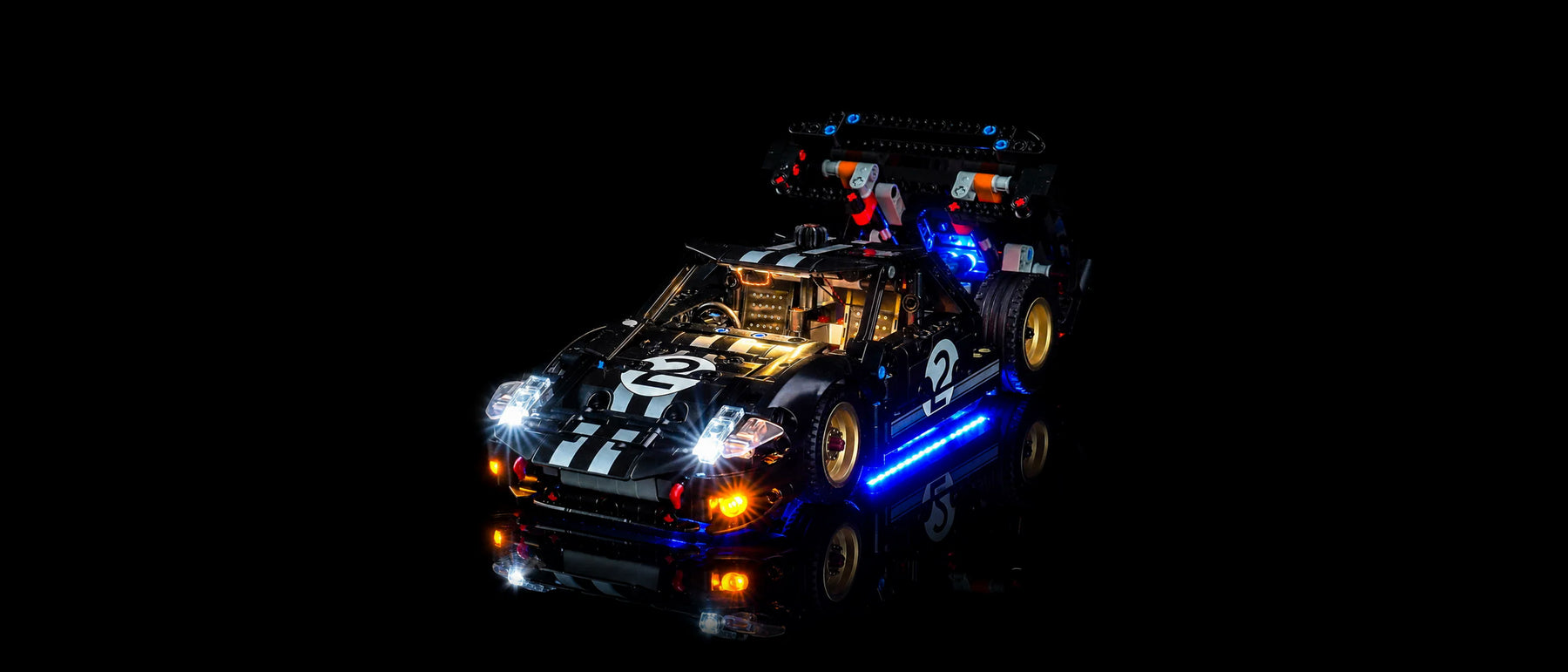 Kit LED pour LEGO® La voiture de course 1966 Ford GT40 MKII #42223 — lit with the LED light kit