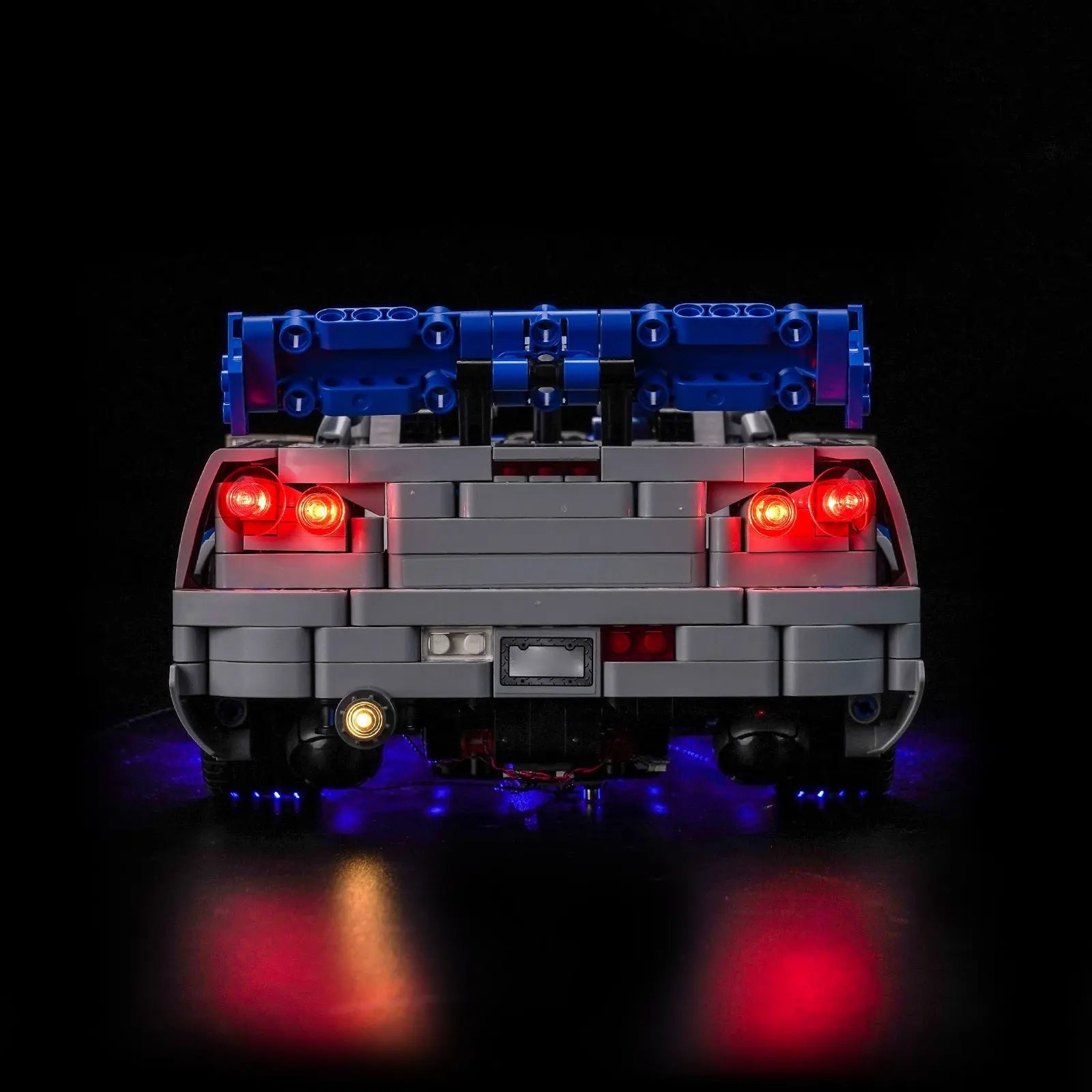 LEGO Technic 2 Fast 2 Furious Nissan Skyline GT-R (R34) #42210 with LED lights installed