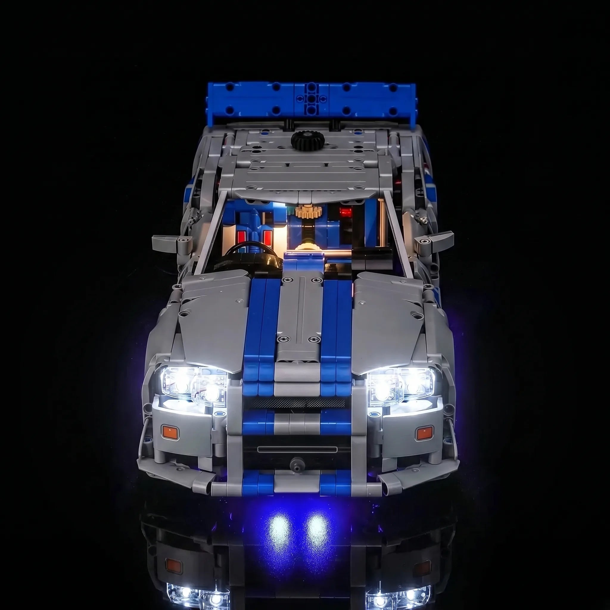 Bright My Bricks light kit for LEGO® Technic 2 Fast 2 Furious Nissan Skyline GT-R (R34) #42210 — night-mode display glow