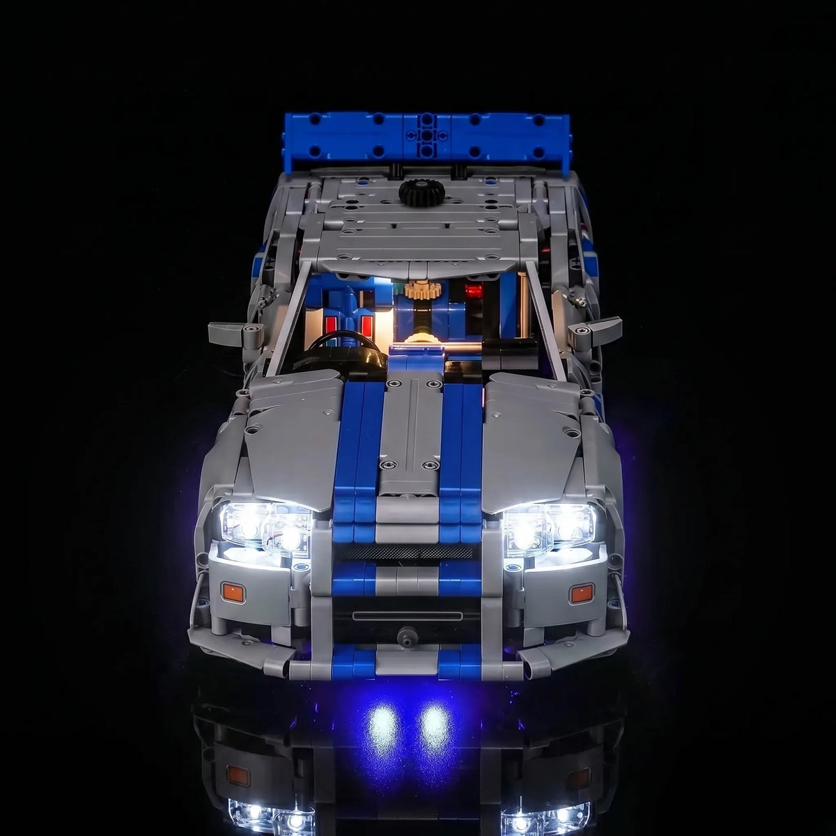 Bright My Bricks light kit for LEGO® Technic 2 Fast 2 Furious Nissan Skyline GT-R (R34) #42210 — night-mode display glow