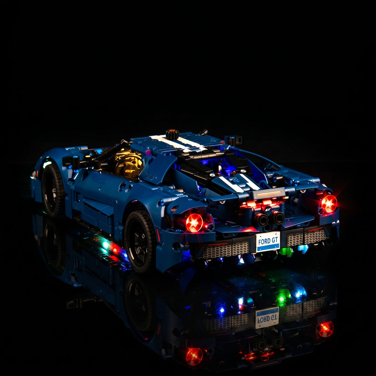 illuminated at night: Bright My Bricks USB-powered LED light kit for LEGO® Technic 2022 Ford GT #42154