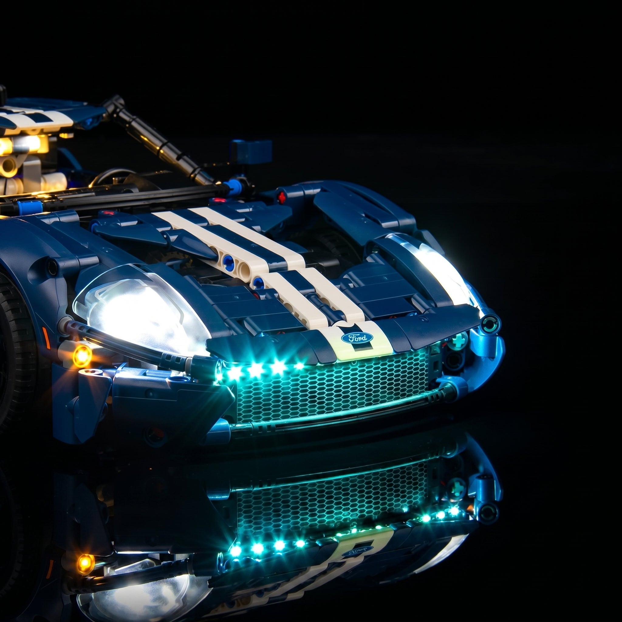 LED lighting kit for LEGO® Technic 2022 Ford GT #42154, LED strips and bricks detail
