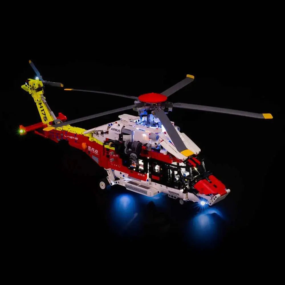 Bright My Bricks light kit for LEGO® Technic Airbus H175 Rescue Helicopter #42145 — lighting effect on the build