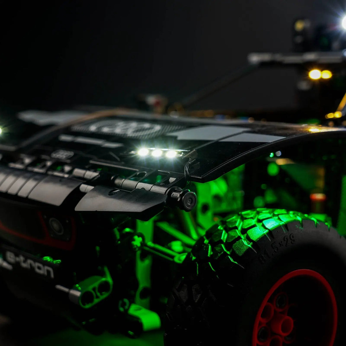 LEGO® Technic Audi RS Q e-tron #42160 lighting effect on the build, with the light kit