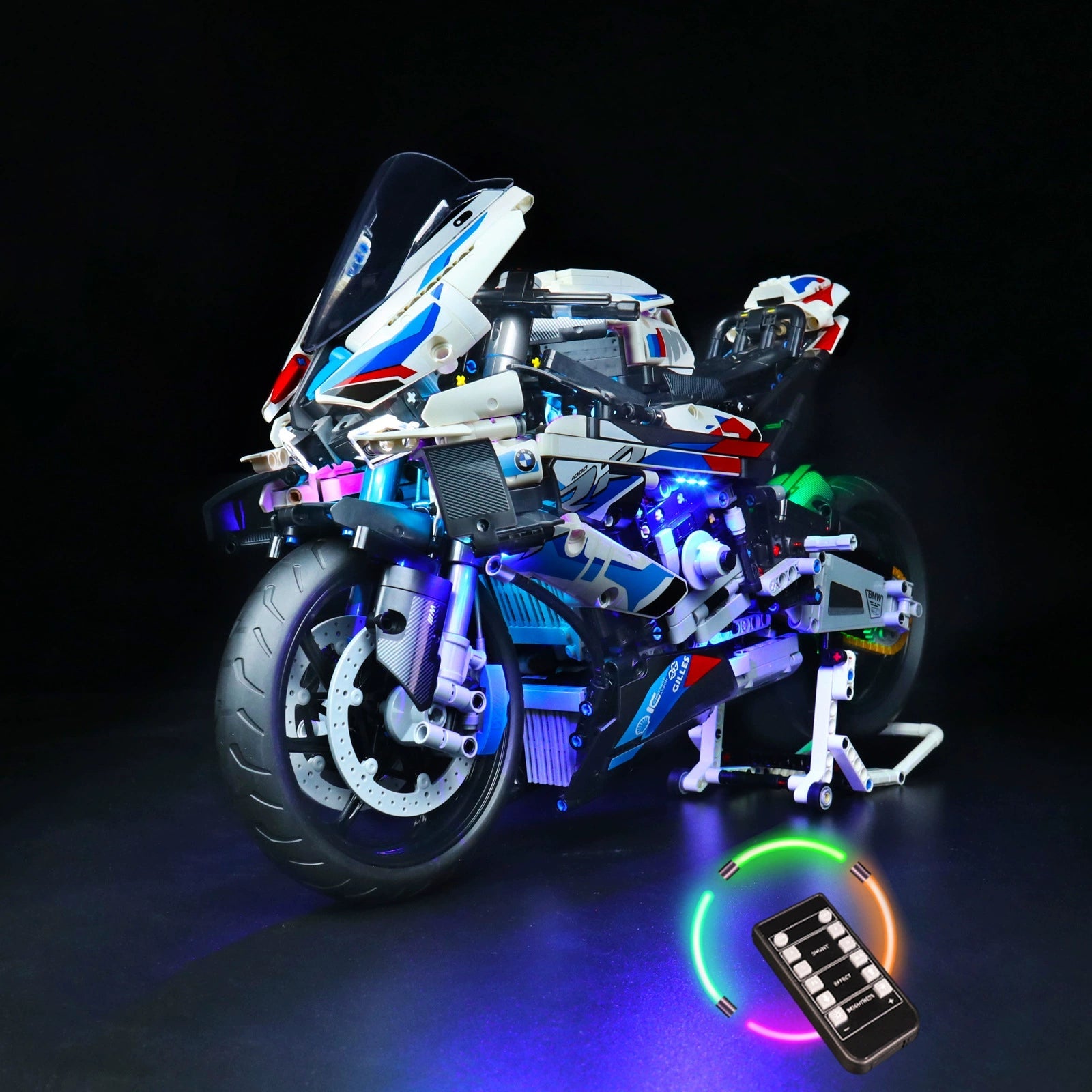 LEGO Technic BMW M 1000 RR #42130 with LED lights installed