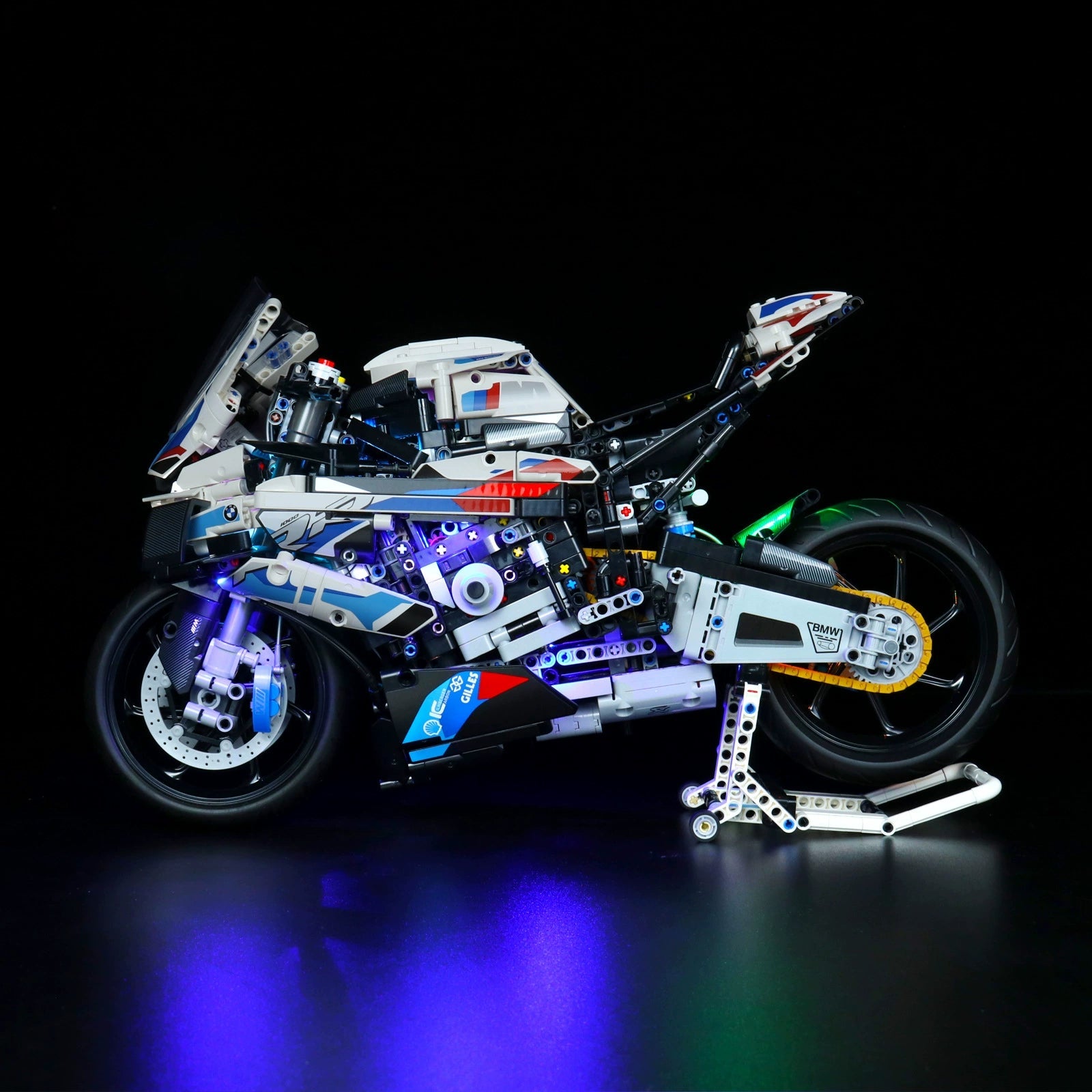 LEGO Technic BMW M 1000 RR #42130 illuminated at night