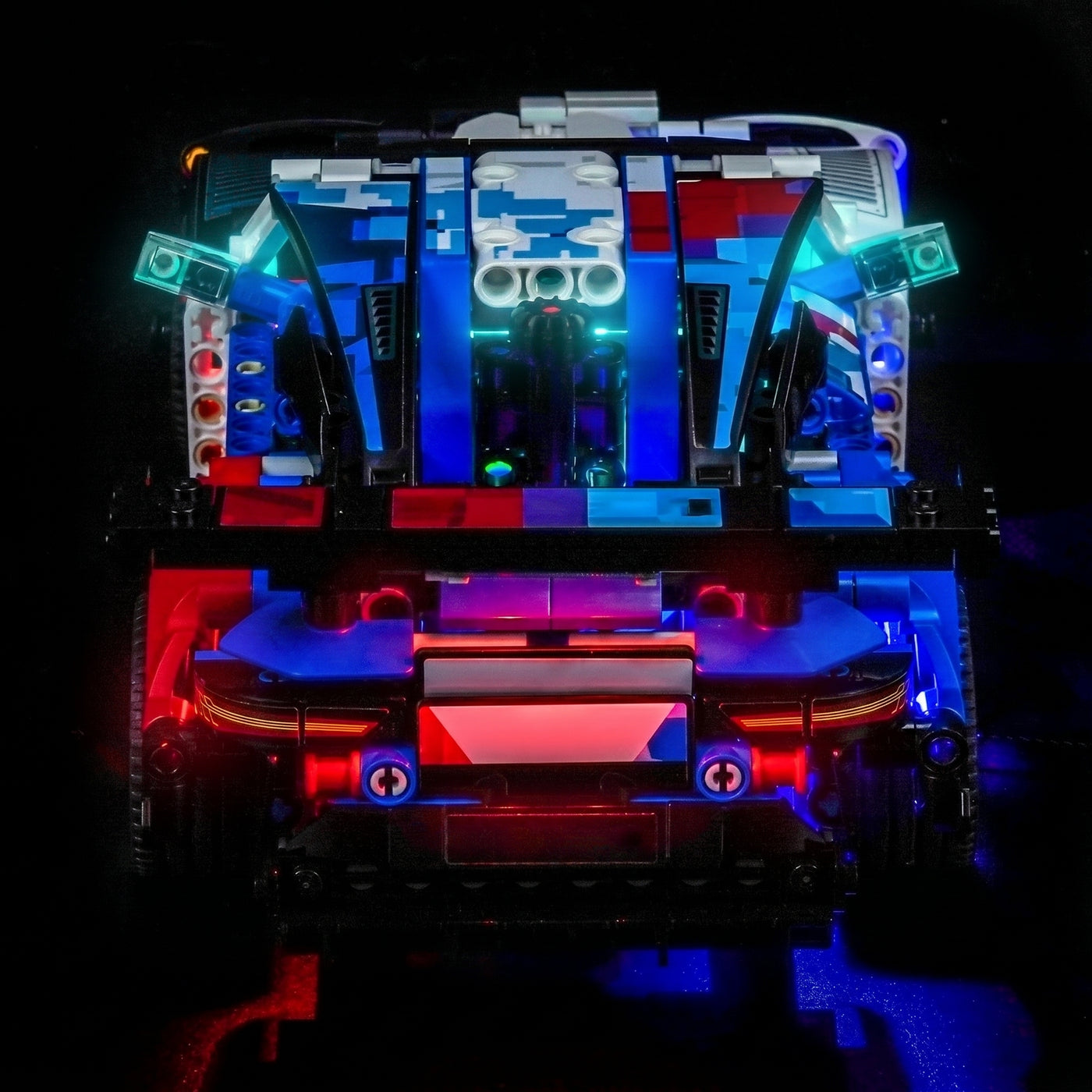 LEGO® Technic BMW M4 GT3 EVO Race Car #42226 — before-and-after lighting (premium LED light kit)