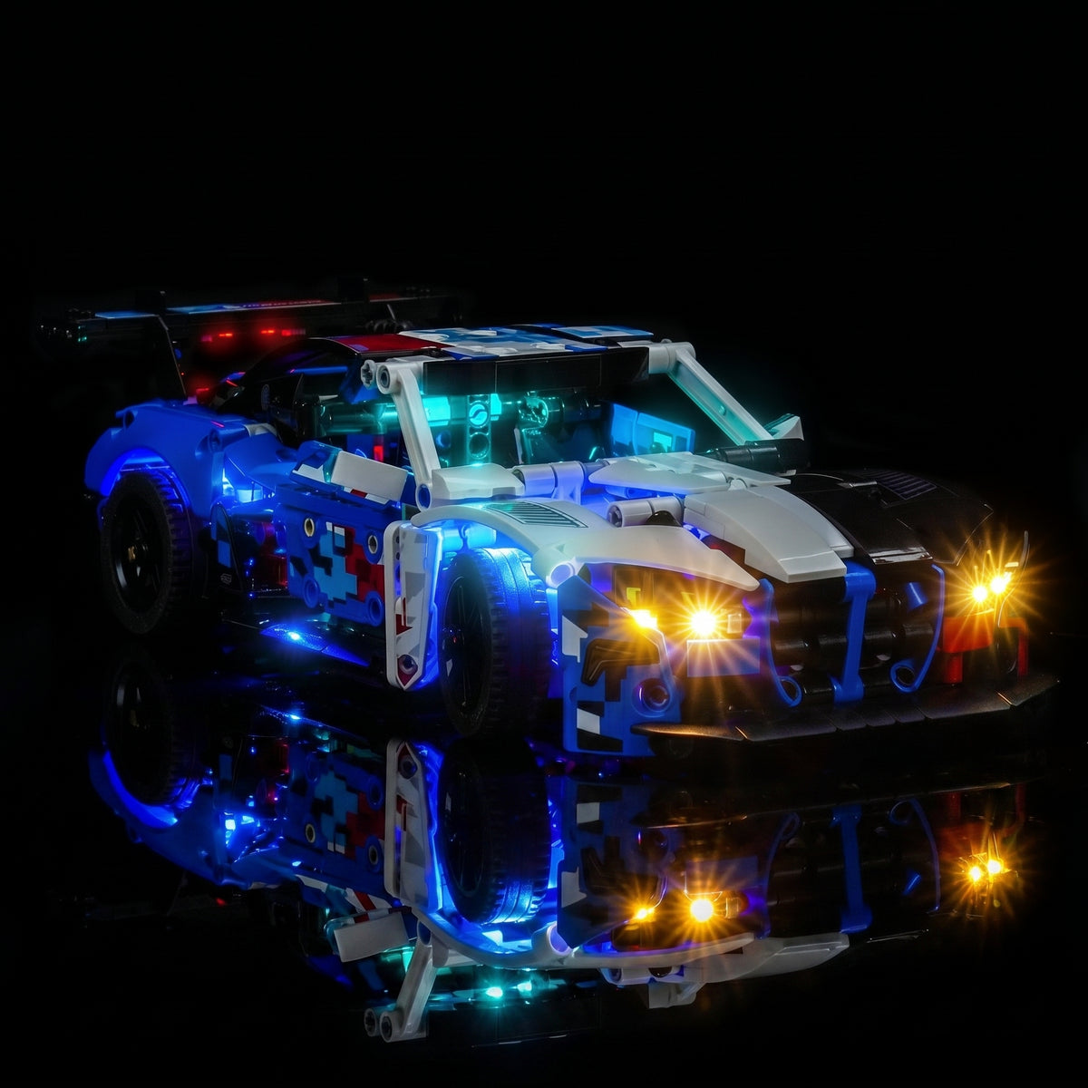 DIY LED light kit for LEGO® Technic BMW M4 GT3 EVO Race Car #42226, lighting effect on the build