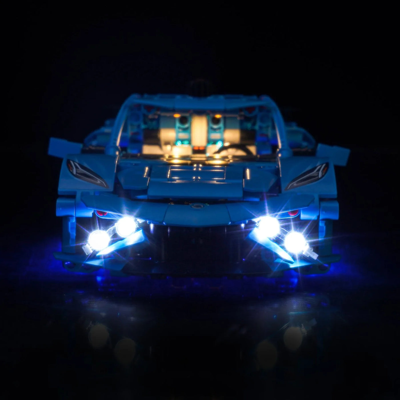 Bright My Bricks display light kit for LEGO® Technic Chevrolet Corvette Stingray Blue #42217 — night-mode display glow