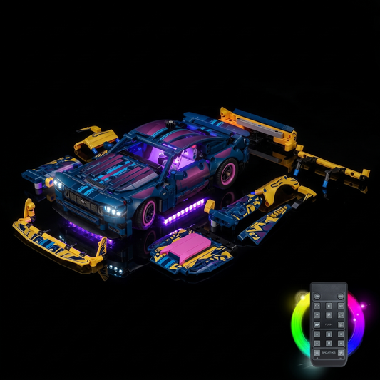 LED lights for LEGO® Technic Custom Garage Ford Mustang GT Car #42236, brightened interior detail