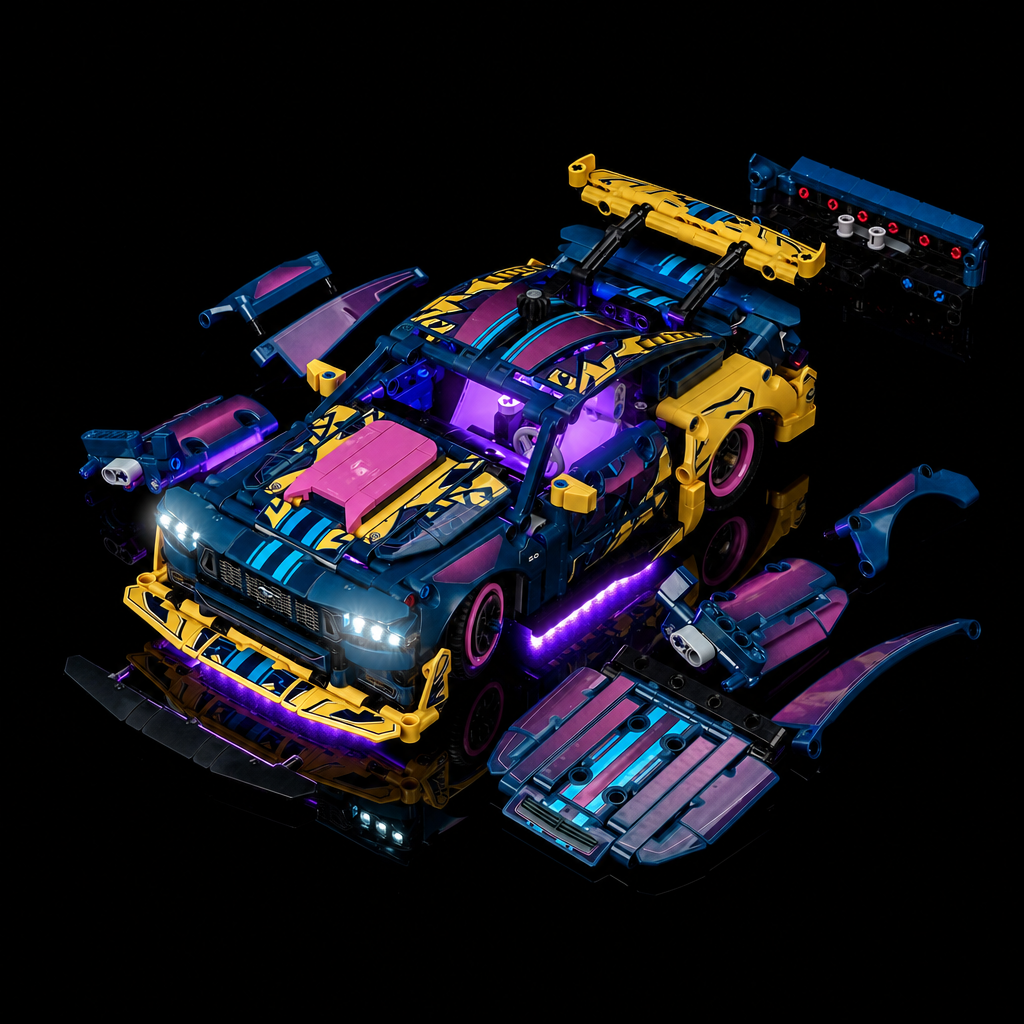 light kit for LEGO® Technic Custom Garage Ford Mustang GT Car #42236, crisp LED accents on the details