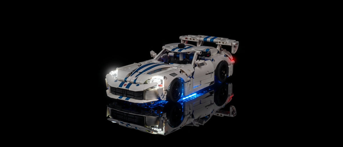 Light Kit for LEGO® Technic Dodge Viper GTS-R Sports Car #42234 — lit with the LED light kit