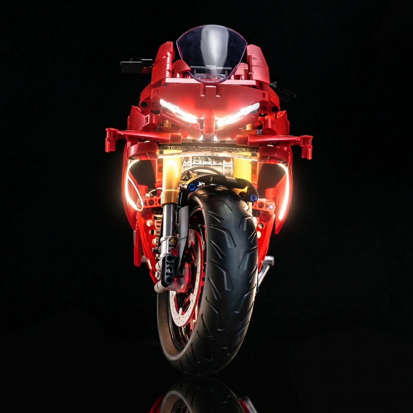 LEGO® Technic Ducati Panigale V4 S Motorcycle #42202 — LED strips and bricks detail (RGB LED light kit)