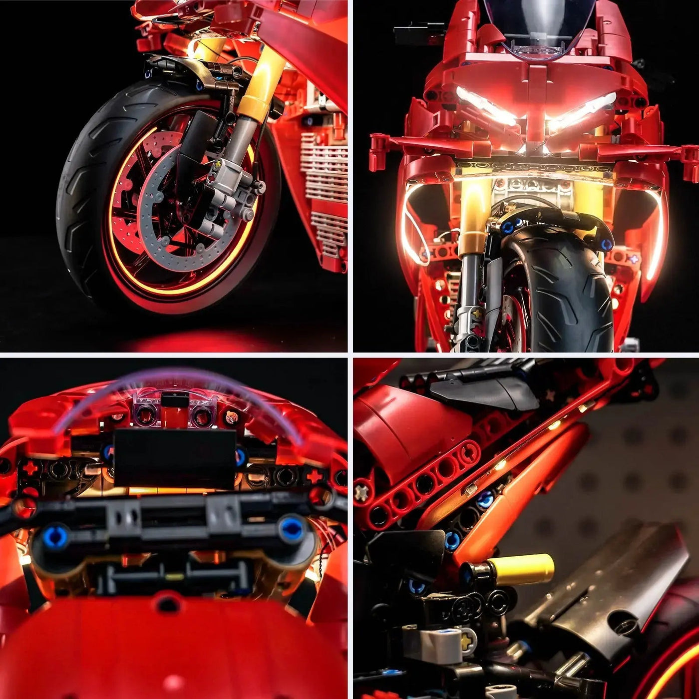 showcase lighting view: Bright My Bricks DIY LED light kit for LEGO® Technic Ducati Panigale V4 S Motorcycle #42202