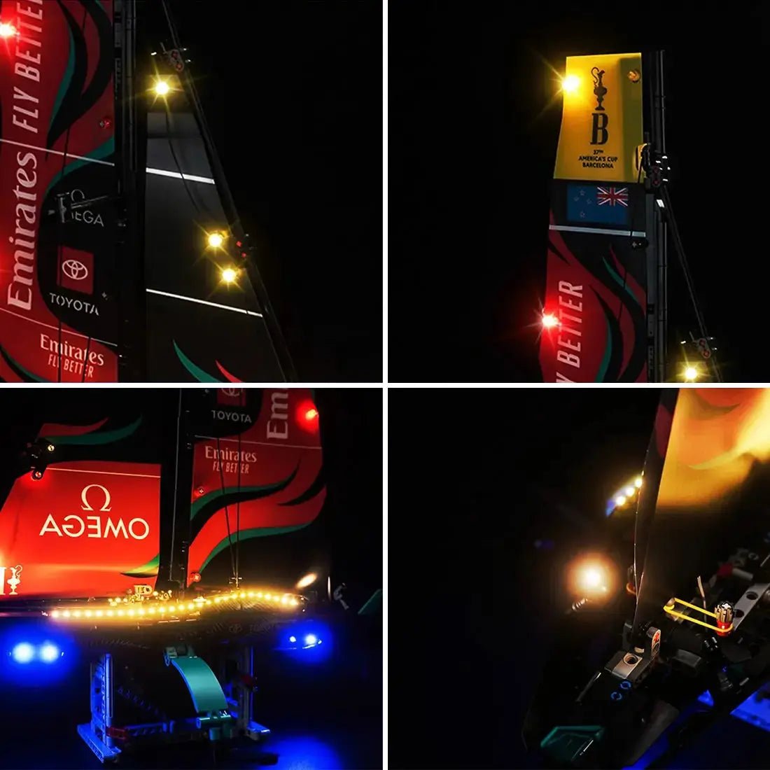 brightened interior detail: Bright My Bricks LED lighting kit for LEGO® Technic Emirates Team New Zealand AC75 Yacht #42174