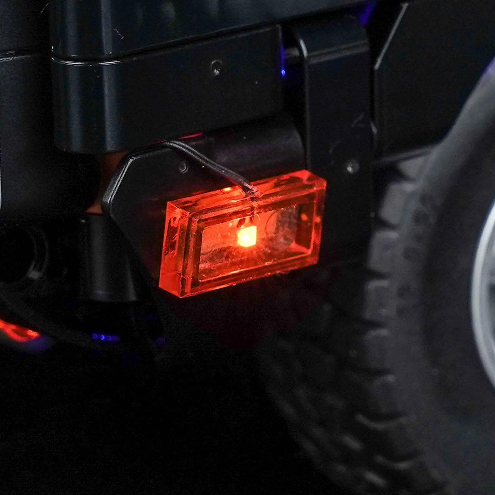 side angle with lights on: Bright My Bricks premium LED light kit for LEGO® Technic Fast and Furious Dodge Charger R/T #42231