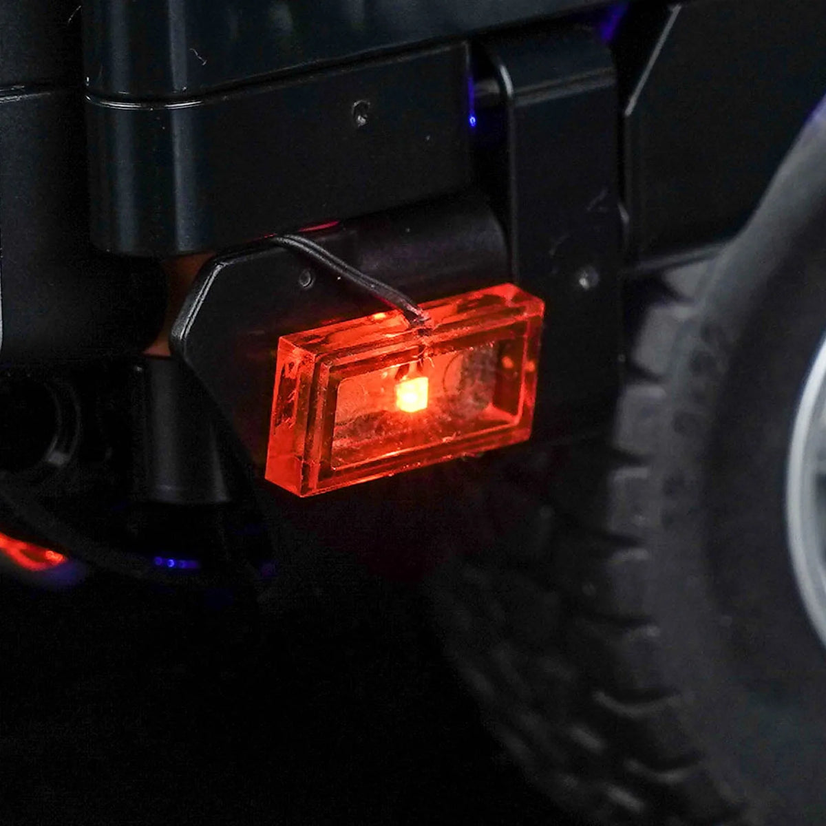 side angle with lights on: Bright My Bricks premium LED light kit for LEGO® Technic Fast and Furious Dodge Charger R/T #42231