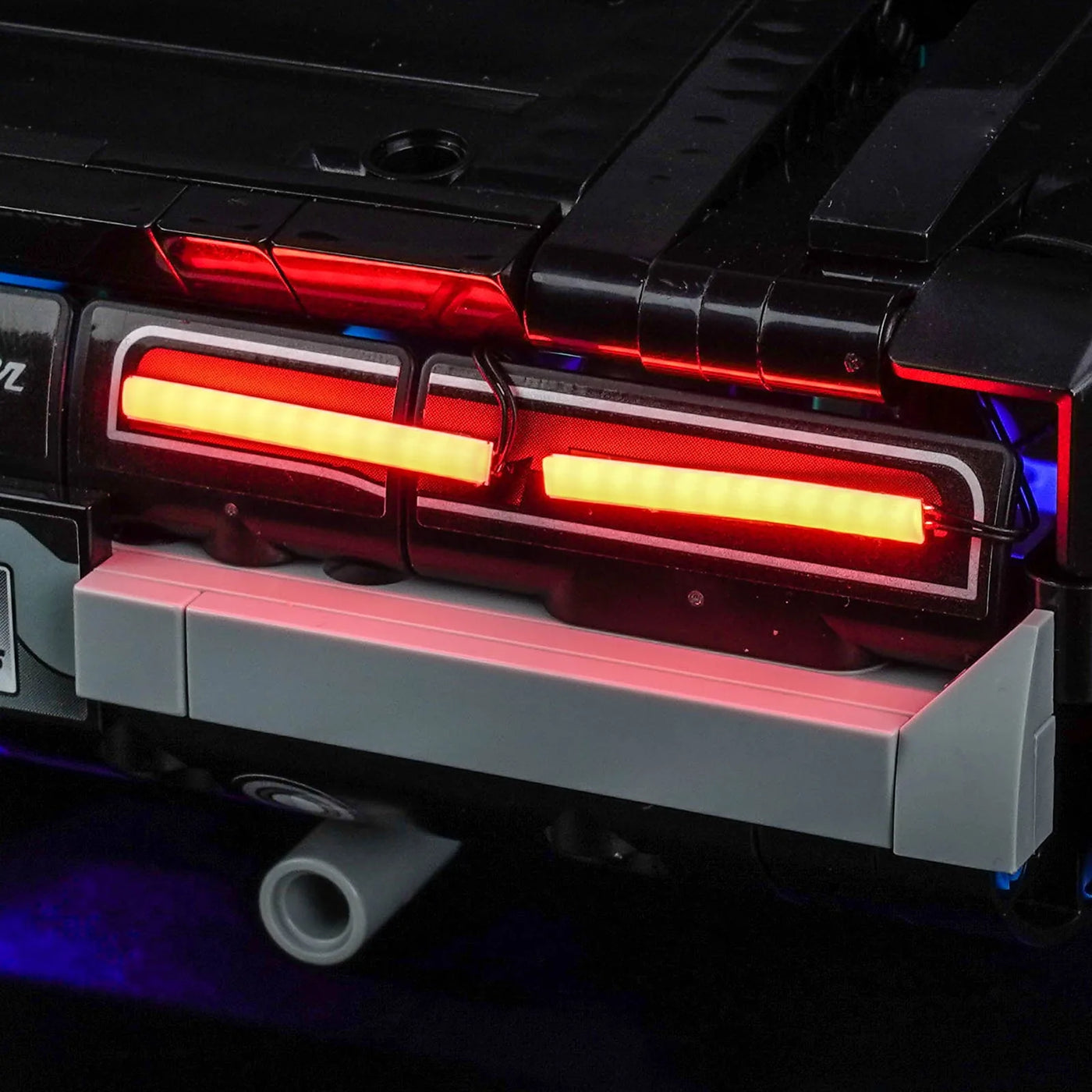 LEGO® Technic Fast and Furious Dodge Charger R/T #42231 before-and-after lighting, with the DIY LED light kit
