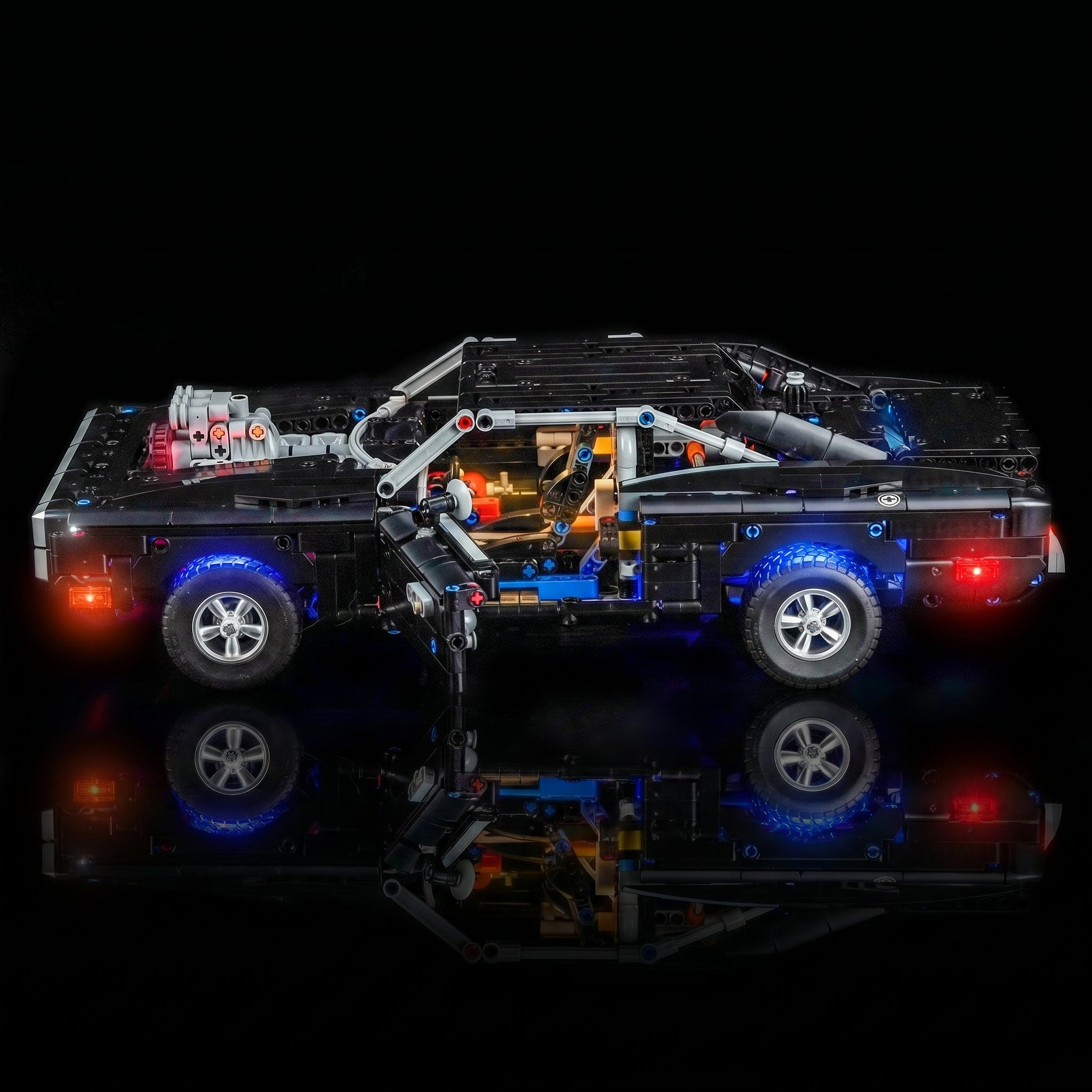 Bright My Bricks LED lights for LEGO® Technic Fast and Furious Dodge Charger R/T #42231 — night-mode display glow
